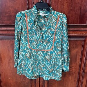 Joy Joy Chevron Teal and Orange Blouse